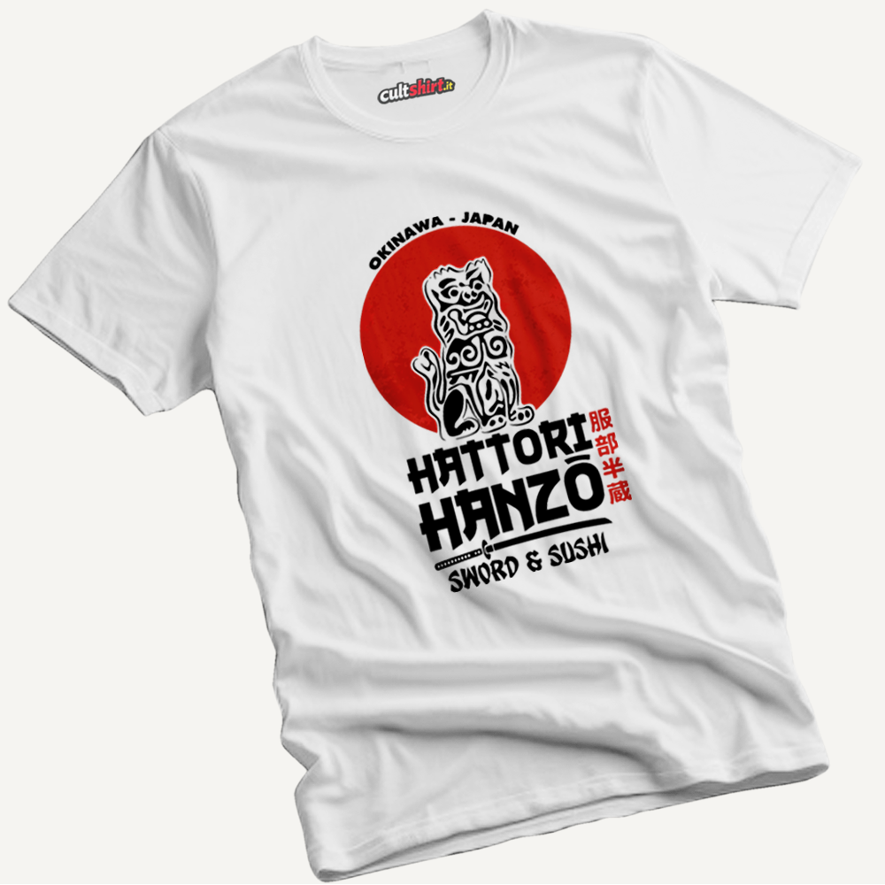 Maglietta Hanzo Sword & Sushi Nero | T-Shirt Cinema Cult
