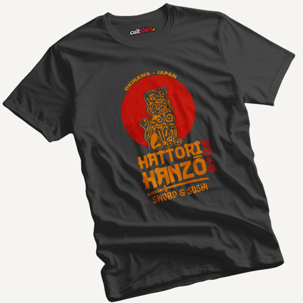 Maglietta Hanzo Sword & Sushi Nero | T-Shirt Cinema Cult