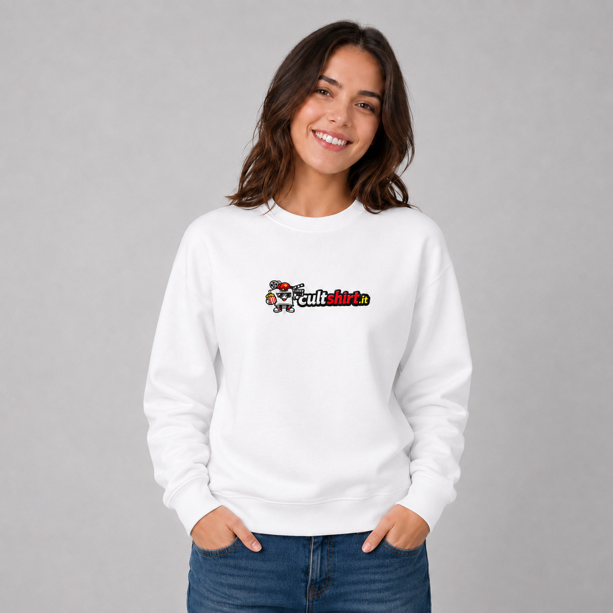 Felpa Girocollo Unisex Cane che Ride – Manga & Anime Vintage